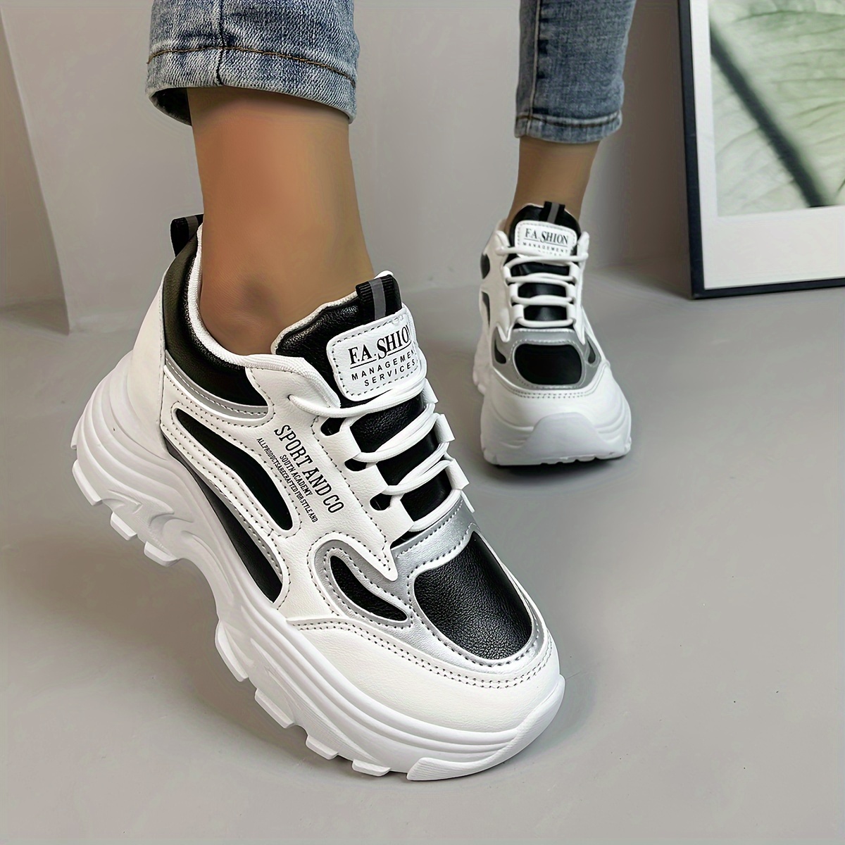 Women's White Platform Sneakers Fashion Lace Outdoor Shoes - Temu