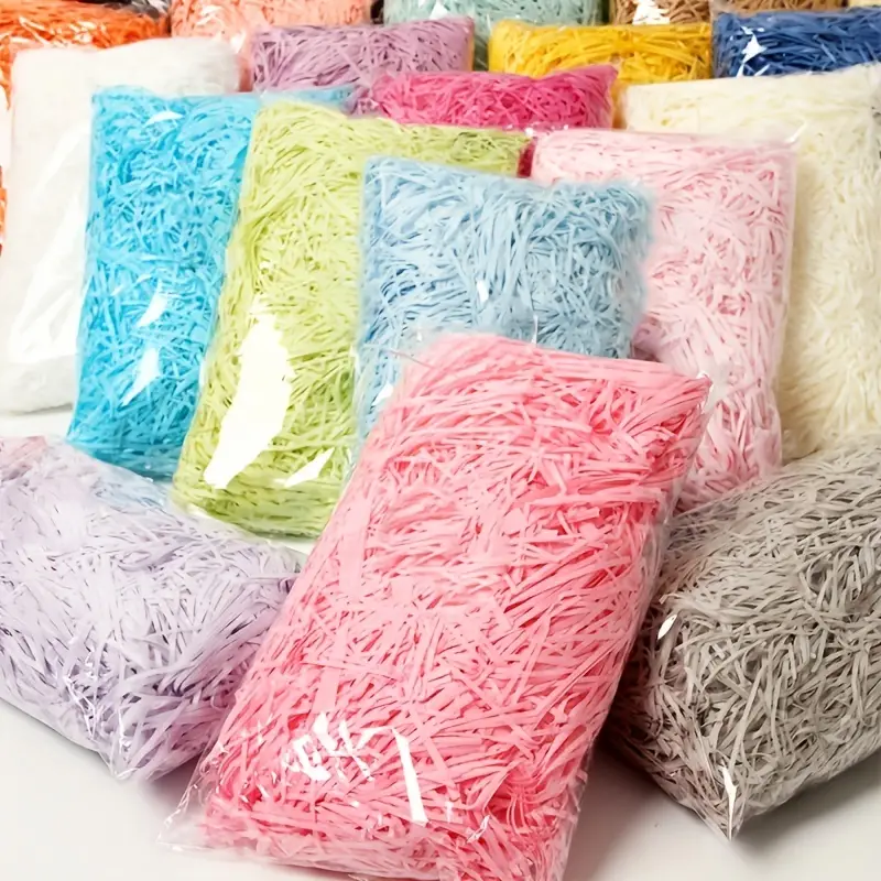 Colorful Shred Crinkle Paper Raffia Filler Bag For Diy Gift - Temu