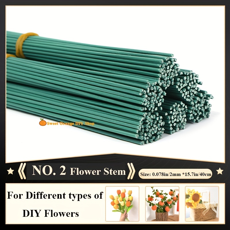 10 Pieces Green 12 Gauge 2mm Floral Wire Stems, Plastic Covered Metal Wire  for DIY Crafts, Artificial Flower Arrangements (16…