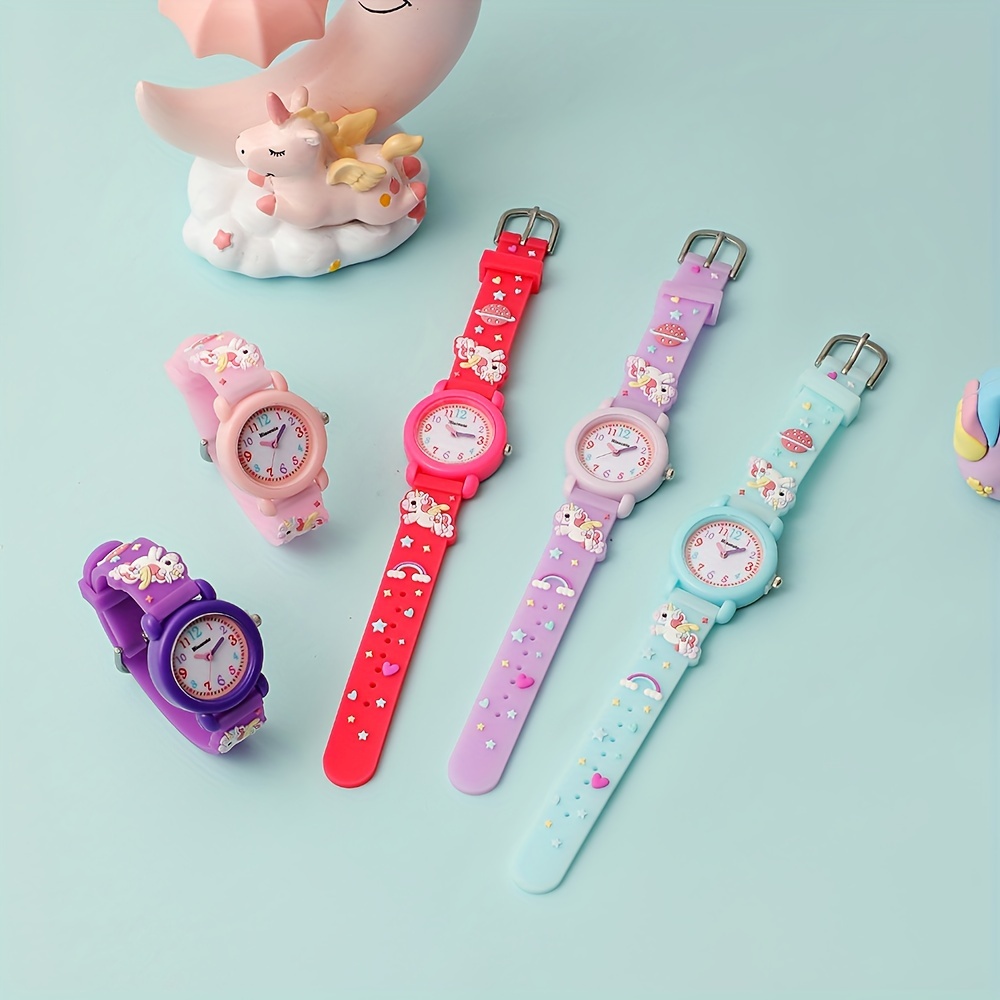 Relojes para niños Dibujos animados en 3D Relojes de silicona impermeables  para niños Reloj de dibujos animados con patrón de niña gatita para niñas  de 3 a 8 años Azul