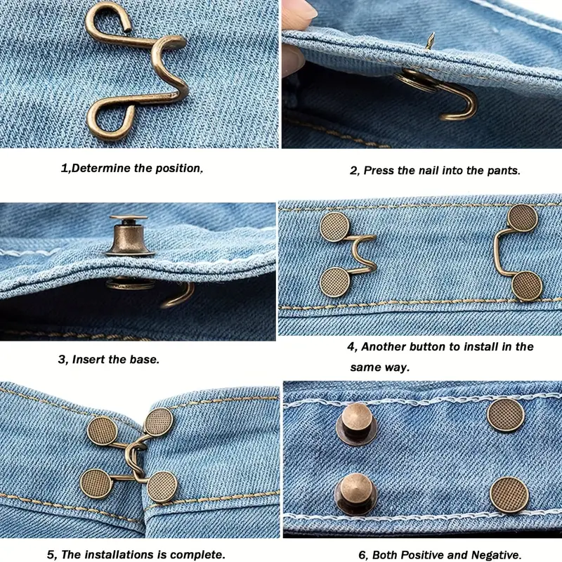 4 Sets Jeans Buttons Jean Waist Tightener Jeans Tightener Nail Free Waist  Buckle Waist Fastener Sewing Snap Jean Buckle Instant Button Jeans White