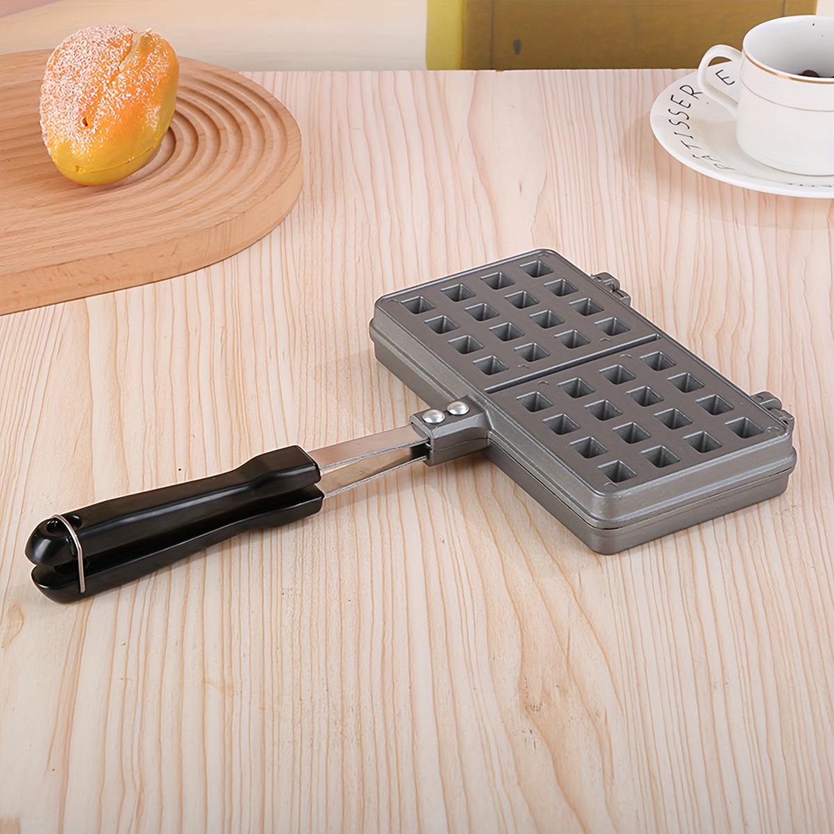 Non-stick Double-side Waffle Baking Mold Pan, Stove Top Waffle