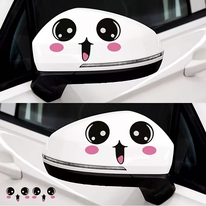 Happy Face Car Stickers Decals Rearview Mirror Scratch Cover Decals