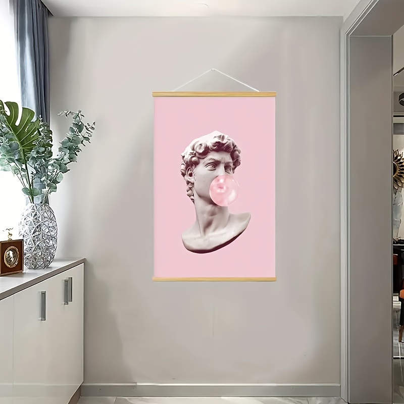 1ピース 木製フレームガムポスターデビッドバブルズポップアートキャンバスプリント壁 ピンクの壁の装飾女の子の部屋の壁アー - Temu Japan