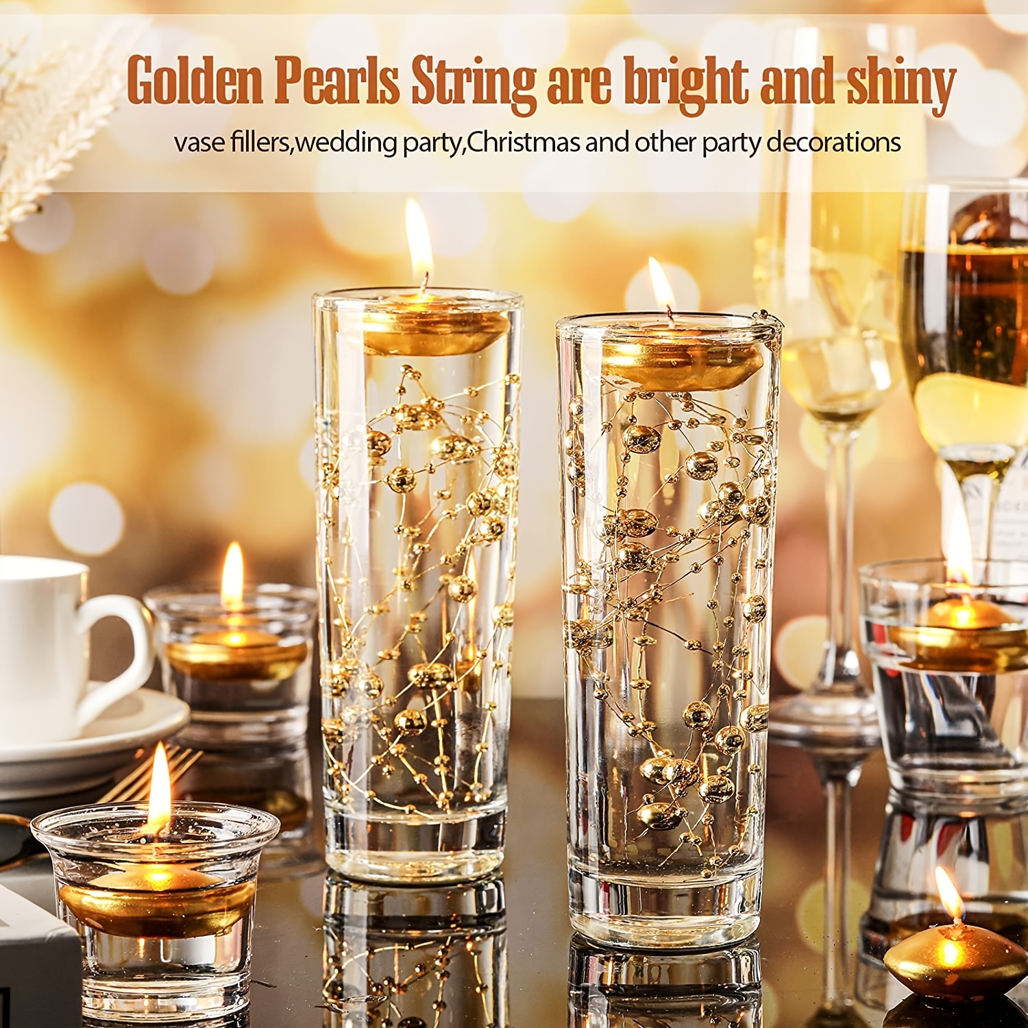 Pearl String For Floating Candles Centerpiece Faux Pearl - Temu Bahrain