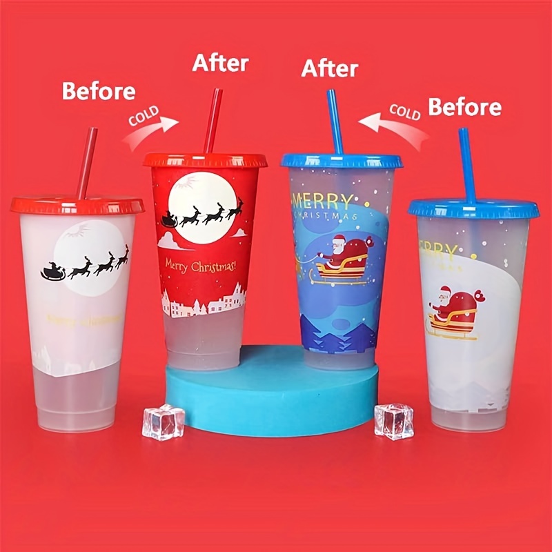 Color Changing Reusable Cups With Lids And Straws - Perfect For Cold Iced  Coffee And Party Water Tumbler - Temu