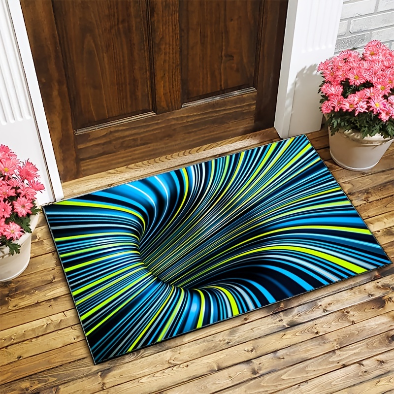1pc 3d Gradient Color Hole Shaped Carpet Door Mats, Modern