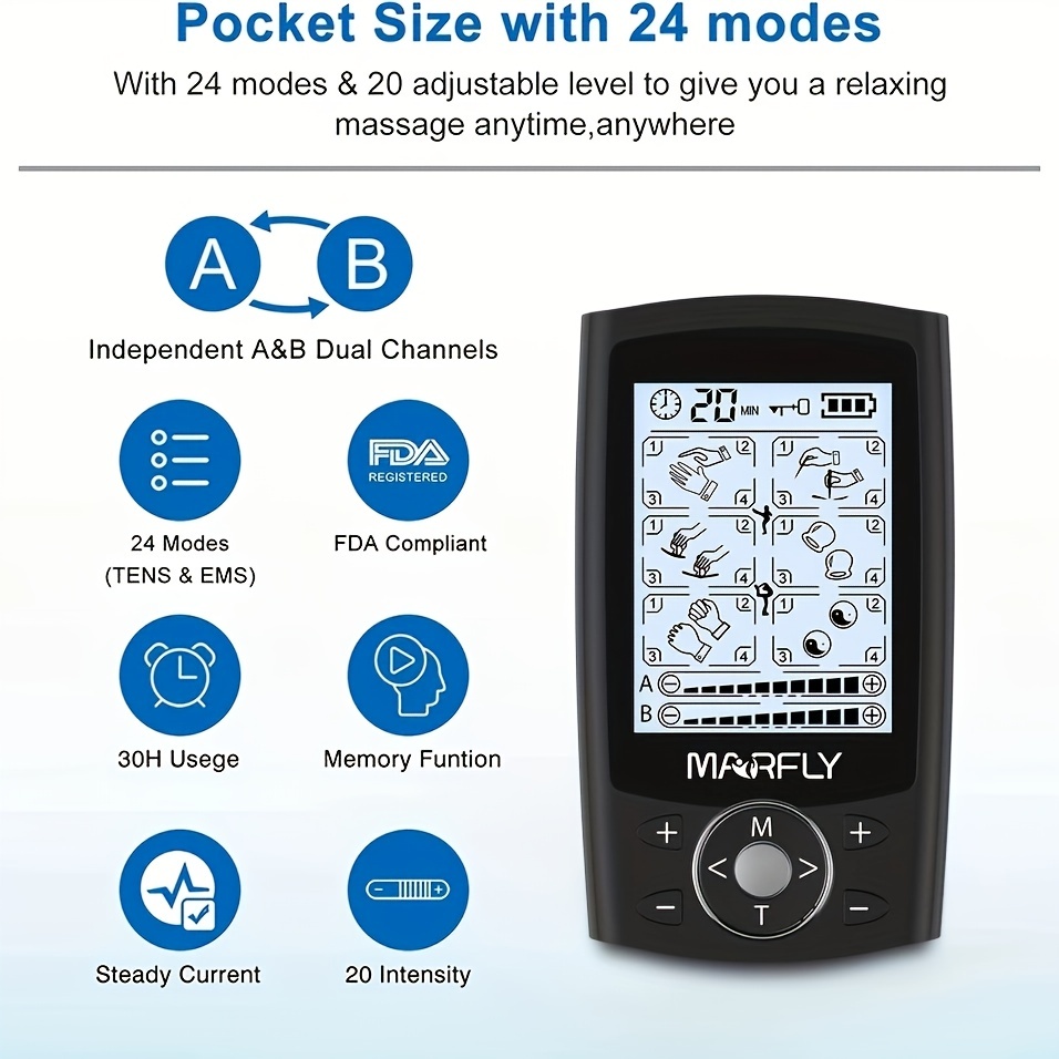 24 Modes Ems Electric Muscle Care Stimulator 4 Output Channel Tens Unit  Machine Physiotherapy Pulse Body Massager - Temu