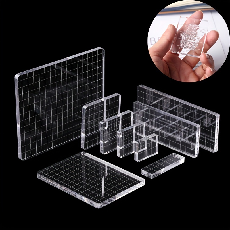 3/5/6/7/9 Pcs/Set Clear Acrylic Stamp Block Kit With Grid Lines For DIY  Scrapbooking Clear Photo Album Decorative