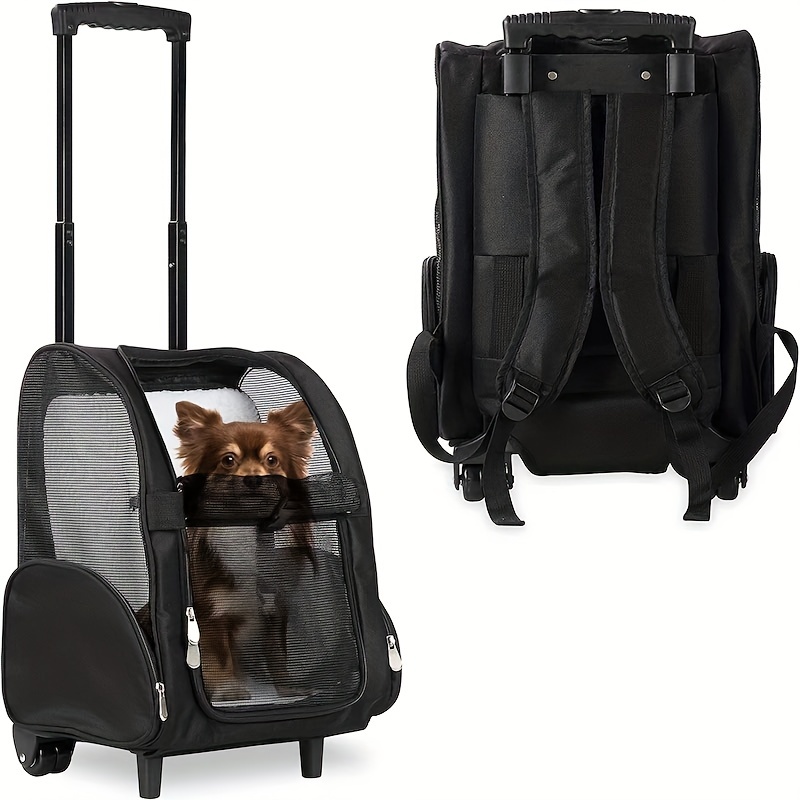  Transportador de gatos con ruedas aprobado por avión para  mascotas, mochila para perros con ruedas, gatos, bolsa de viaje para  cachorros con carrito : Productos para Animales