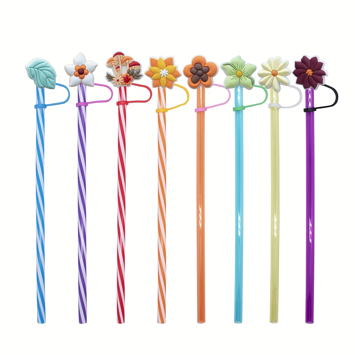 Straw Tips Cover Reusable Straw Toppers Kawaii Flower - Temu