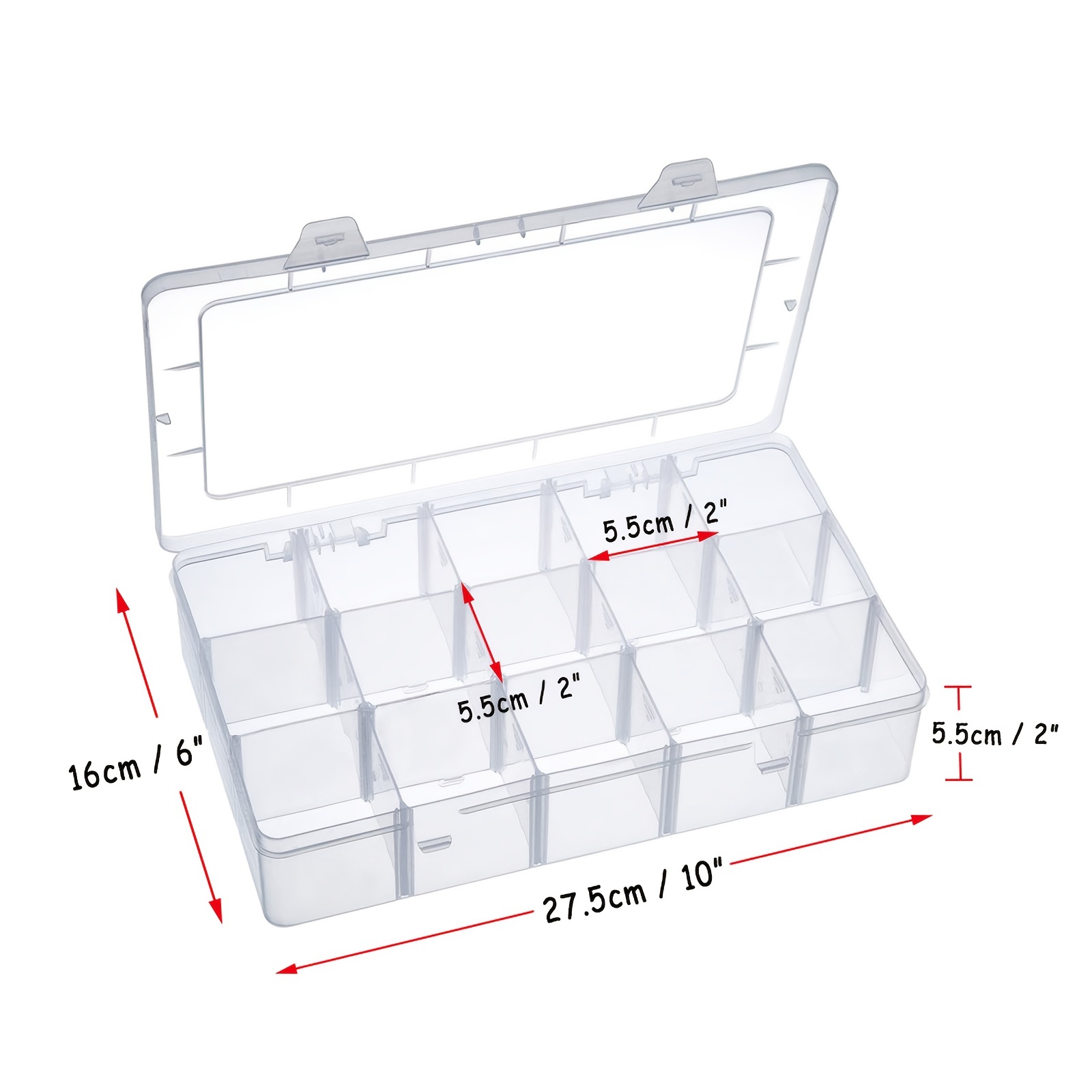 Large Plastic Storage Organizer Box Adjustable Dividers - Temu Canada