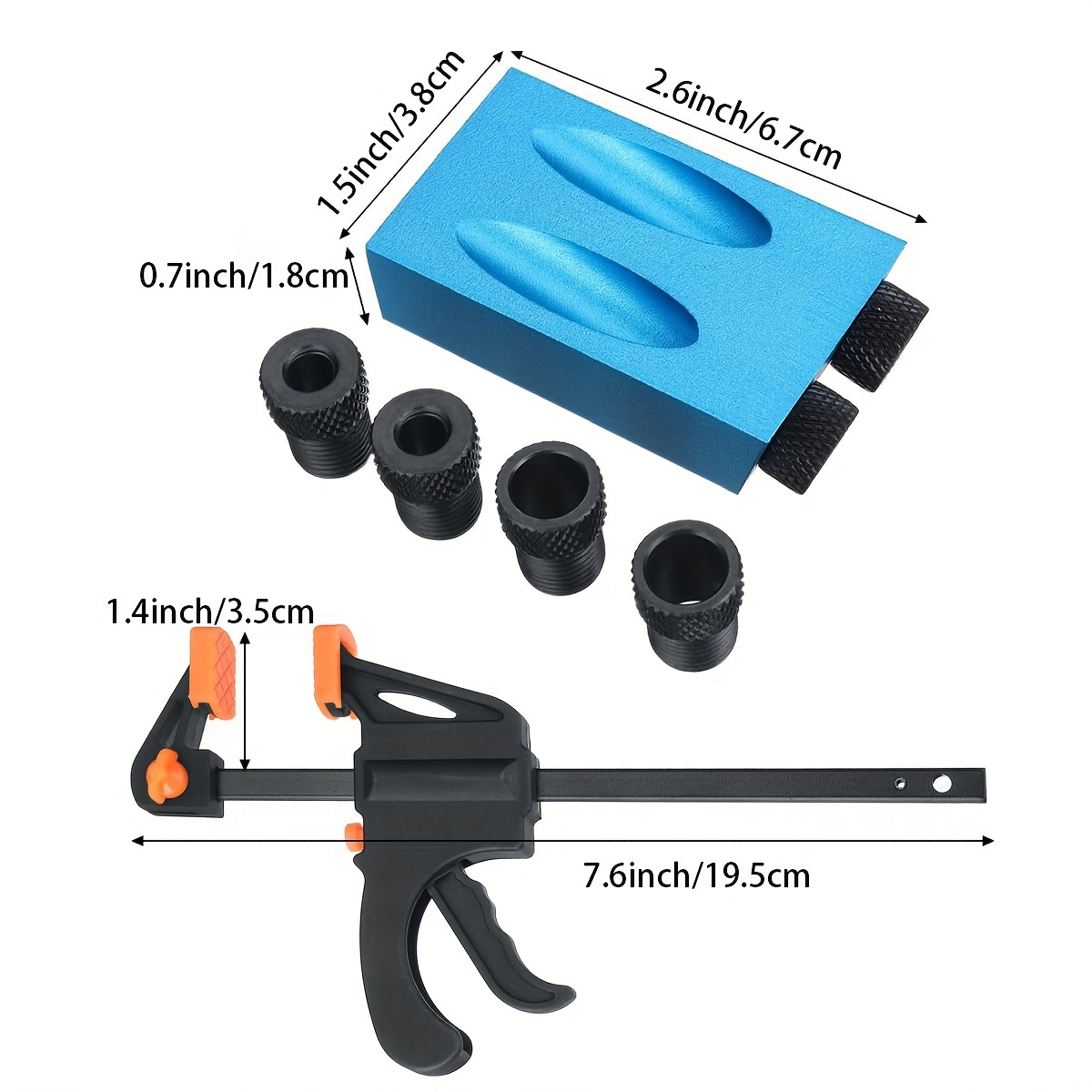 Pocket Hole Jig Kit 3-Hole Pocket Screw Jig Drill Guide 15° Angled