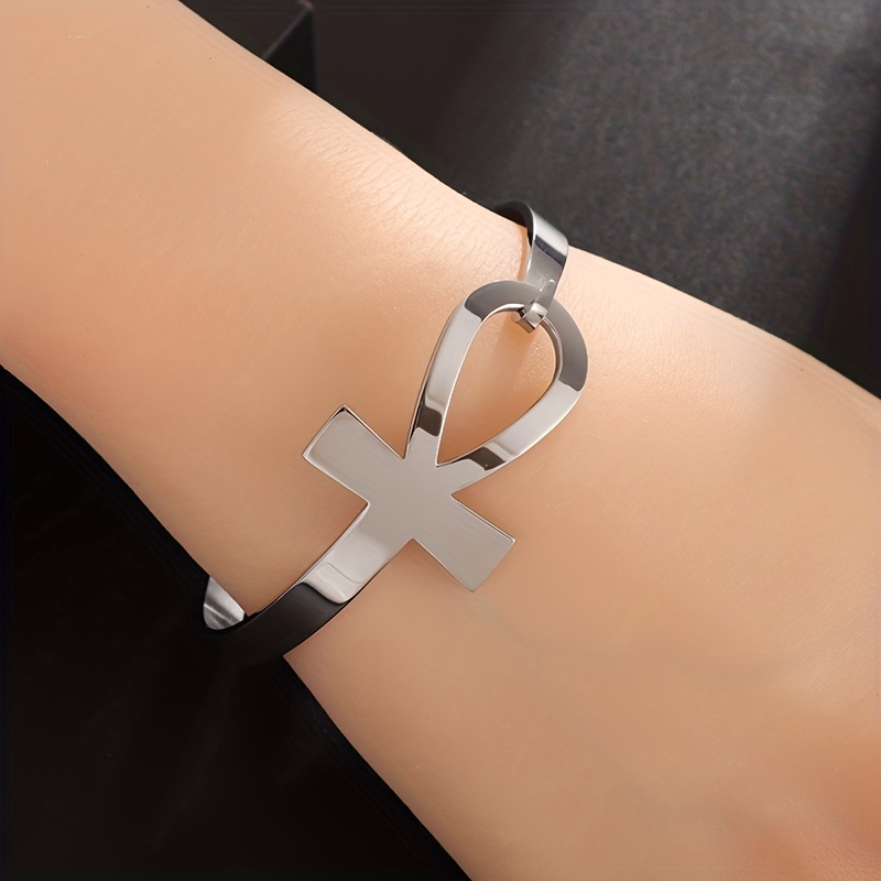 Stainless Steel Cross Bangle - Party Rock Bangle for Men and Women