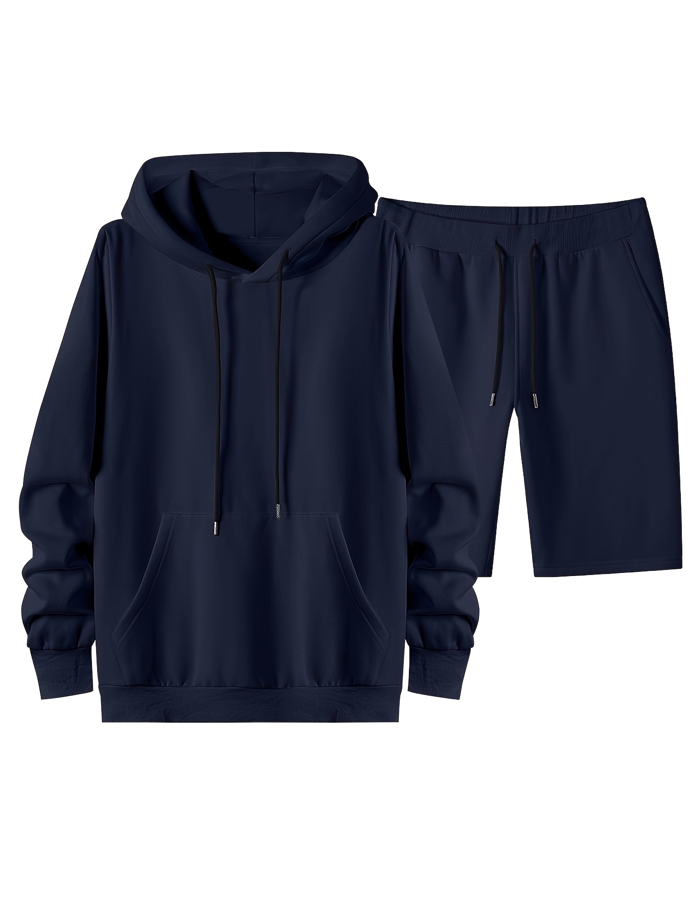 Men's Solid Outfits Casual Hoodies Long Sleeve Hooded - Temu