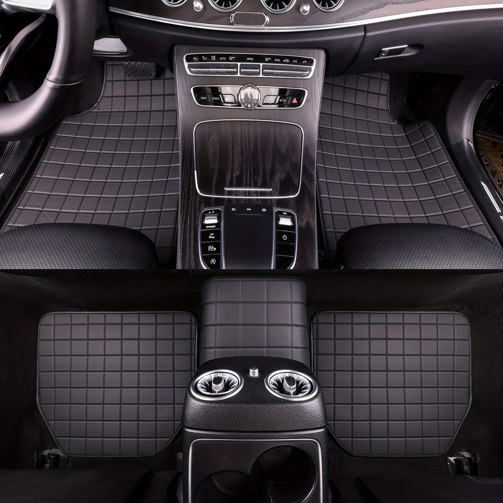 2pcs 4pcs Car Floor Mats General Waterproof Car Checkered Carpet