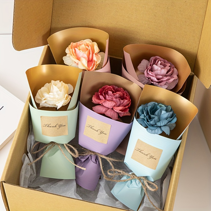 Image of Set Of 5, Imaginative Faux Flower Paper Mini Roses In A Gift Box, Perfect For Valentine's Day, Birthday Celebrations, Wedding Decor, And Room Embellishments, Christmas Decor, Halloween Decor