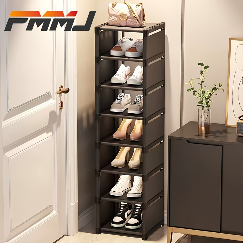  Zapatero estrecho de 6 niveles, pequeño soporte vertical para  zapatos, organizador de almacenamiento de zapatos de pie para entrada,  armario, pasillo, fácil montaje y estructura estable, blanco y : Hogar y