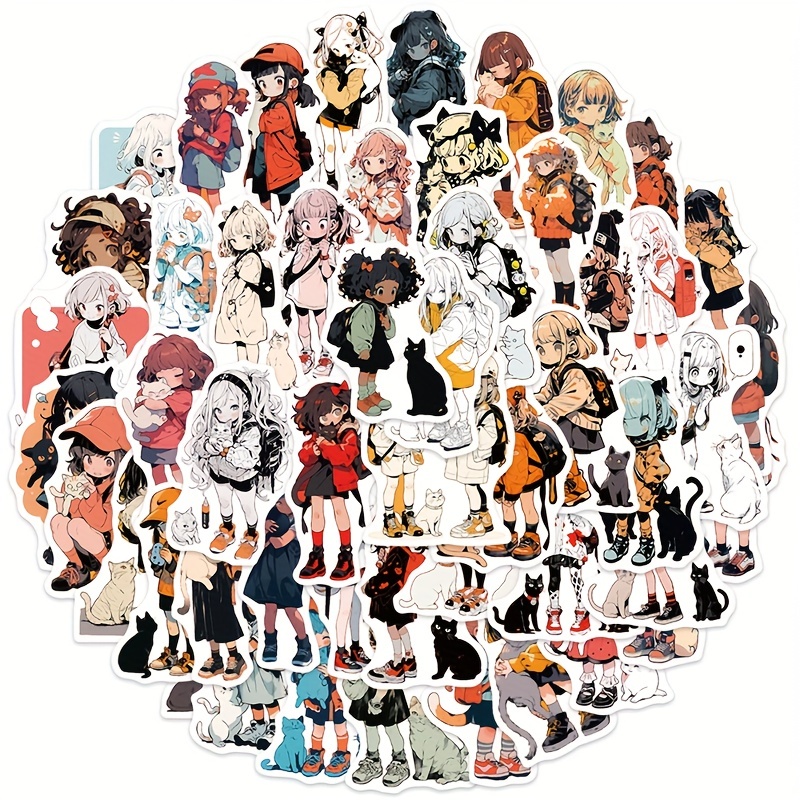 50 Pegatinas Autoadhesivas Diseños Variados Chica Anime - Temu Chile