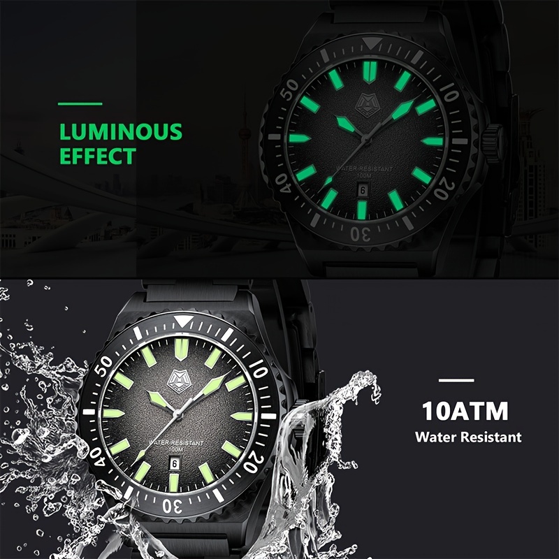 megalith 10atm water resistant solid stainless steel analog watches for men business luminous quartz wrist watches