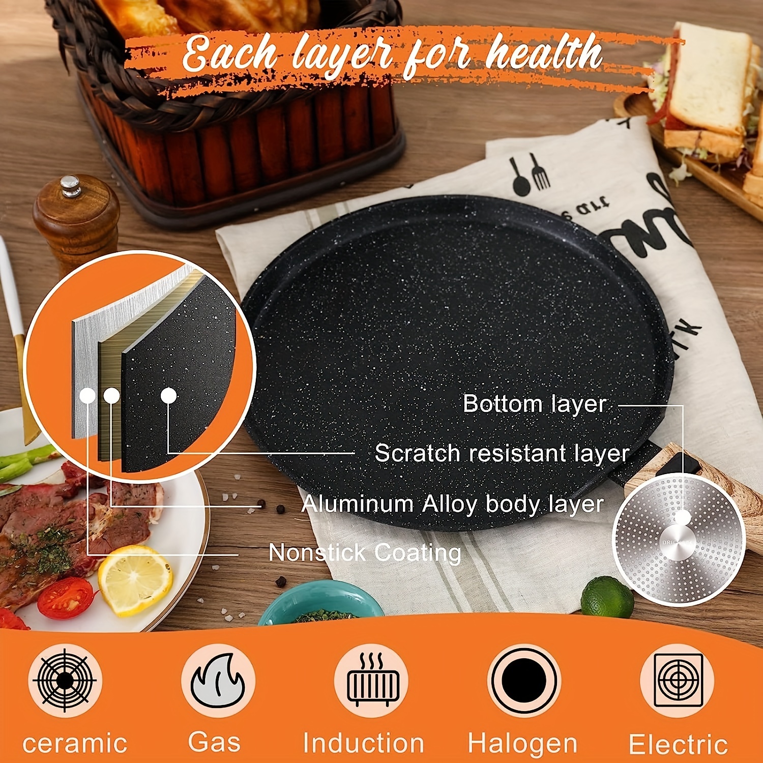 Non-stick Crepe Pan - - Medical Stone Flat Skillet For Pancakes, Tortillas,  And Dosas - Compatible With All Stovetops (gas & Induction) - Kitchen  Utensils, Gadgets, And Accessories - Perfect For Home Cooking - Temu