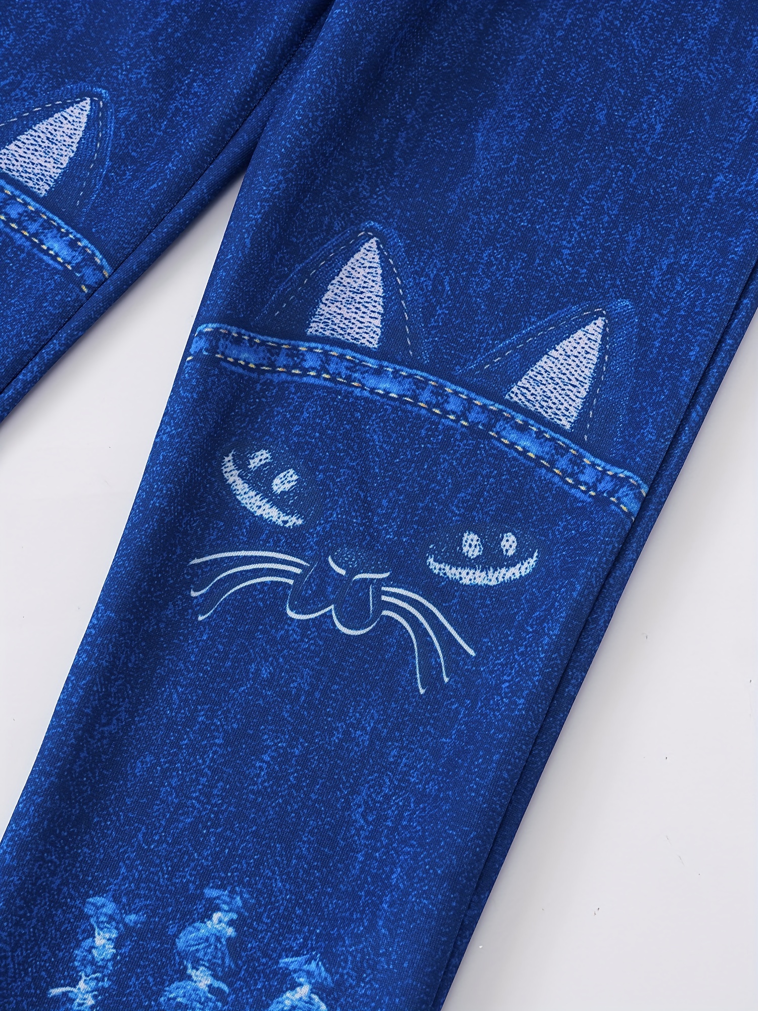 Kids' Leggings with Cat Face Print