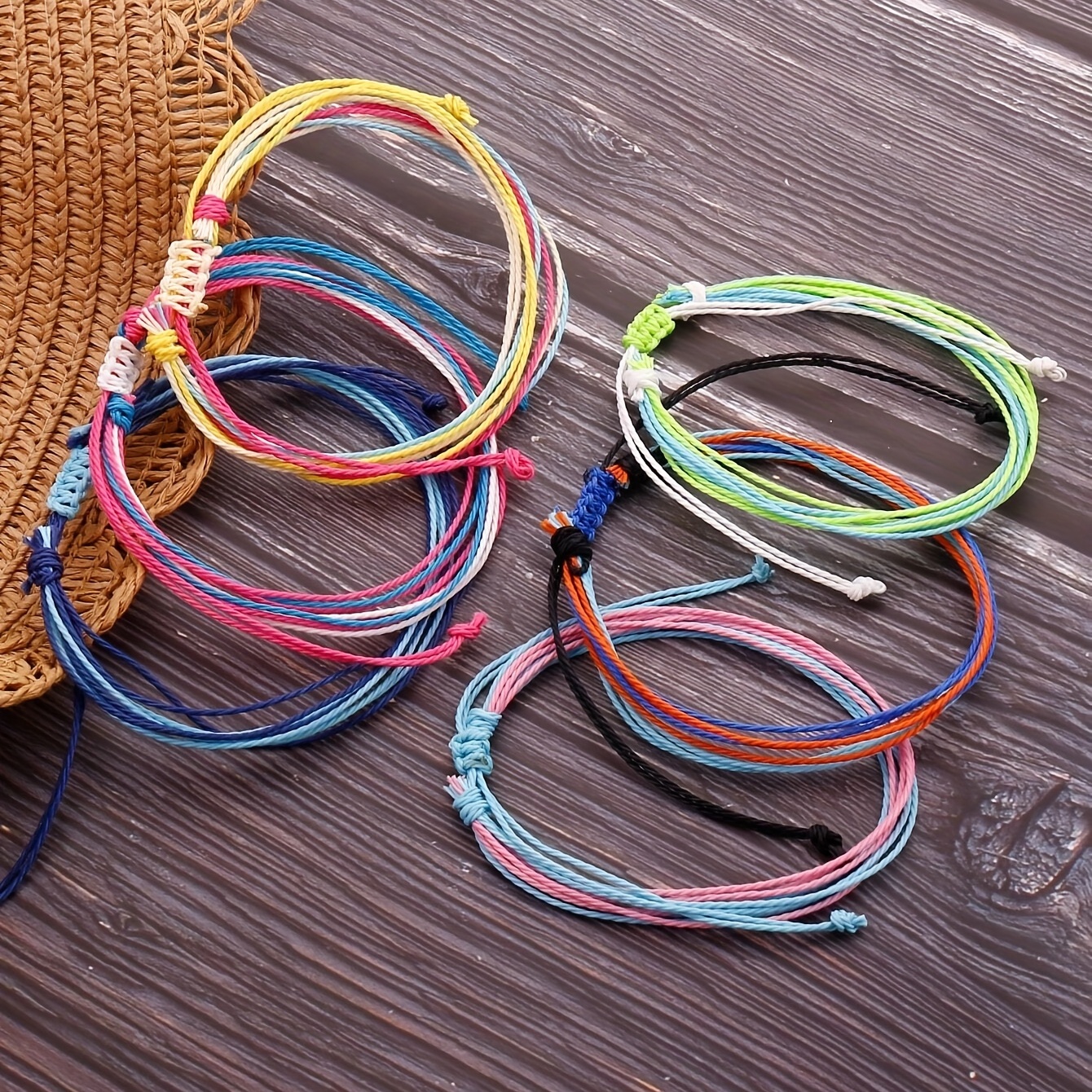 Colorful Braided Bracelets Set Adjustable Boho Style - Temu