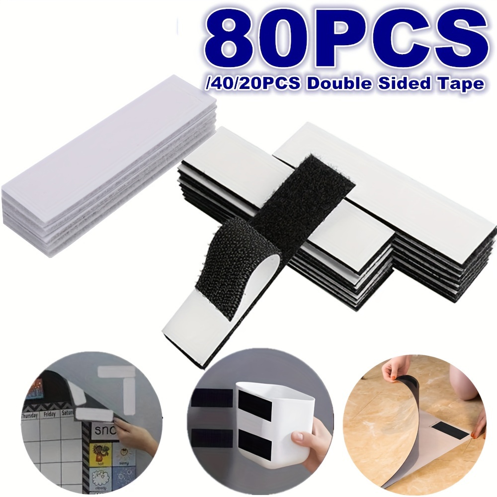 

20/40/80pcs Self-adhesive Hook And Loop Strips, Double Sided Interlocking Tape, Sticky Back Tape, Heavy Duty Mounting Strips For Home Or Office Use - Instead Of Holes And Screws, 8cmx2cm/3.12x0.79inch