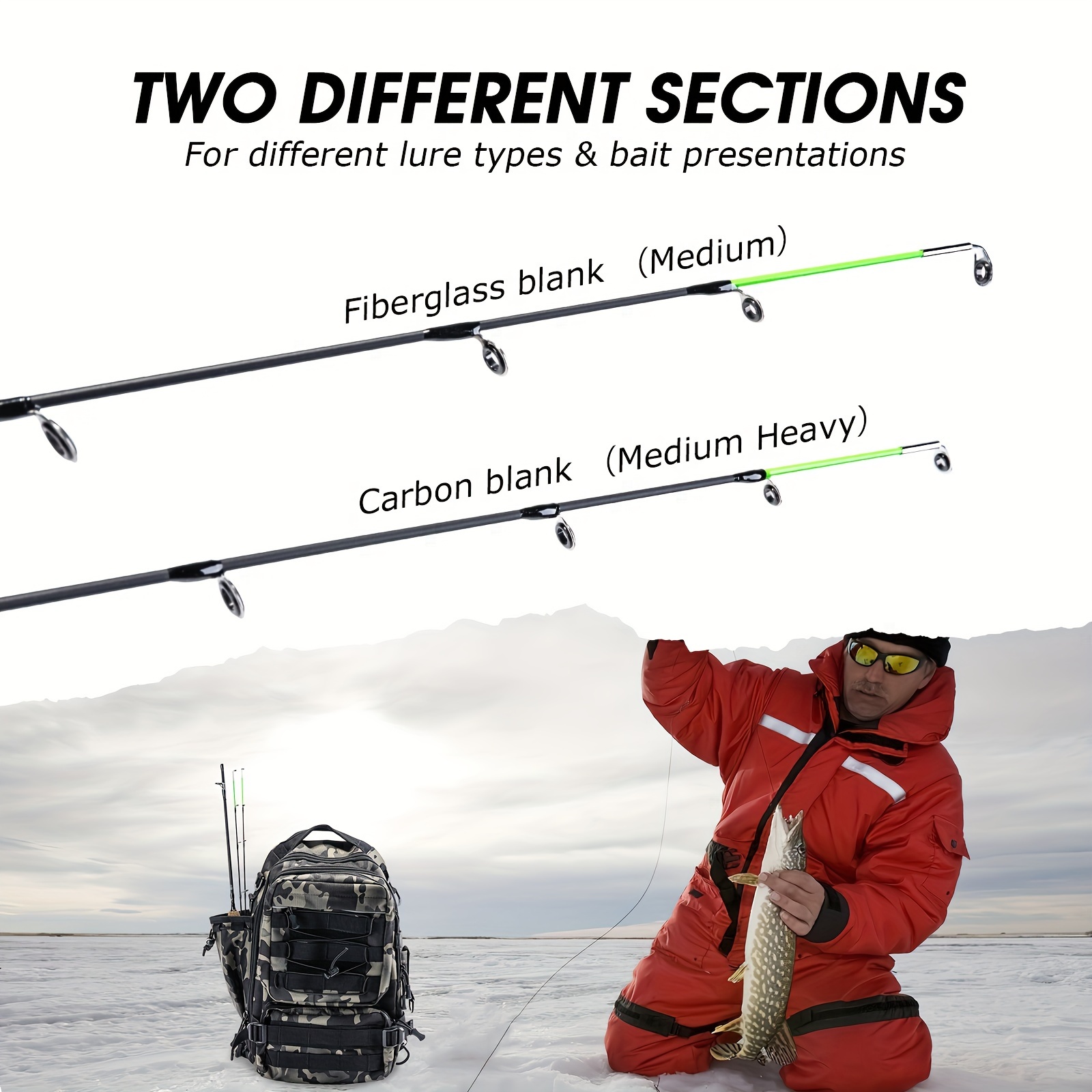 Ftk Portable Detachable Winter Ice Fishing Rod Reel - Temu