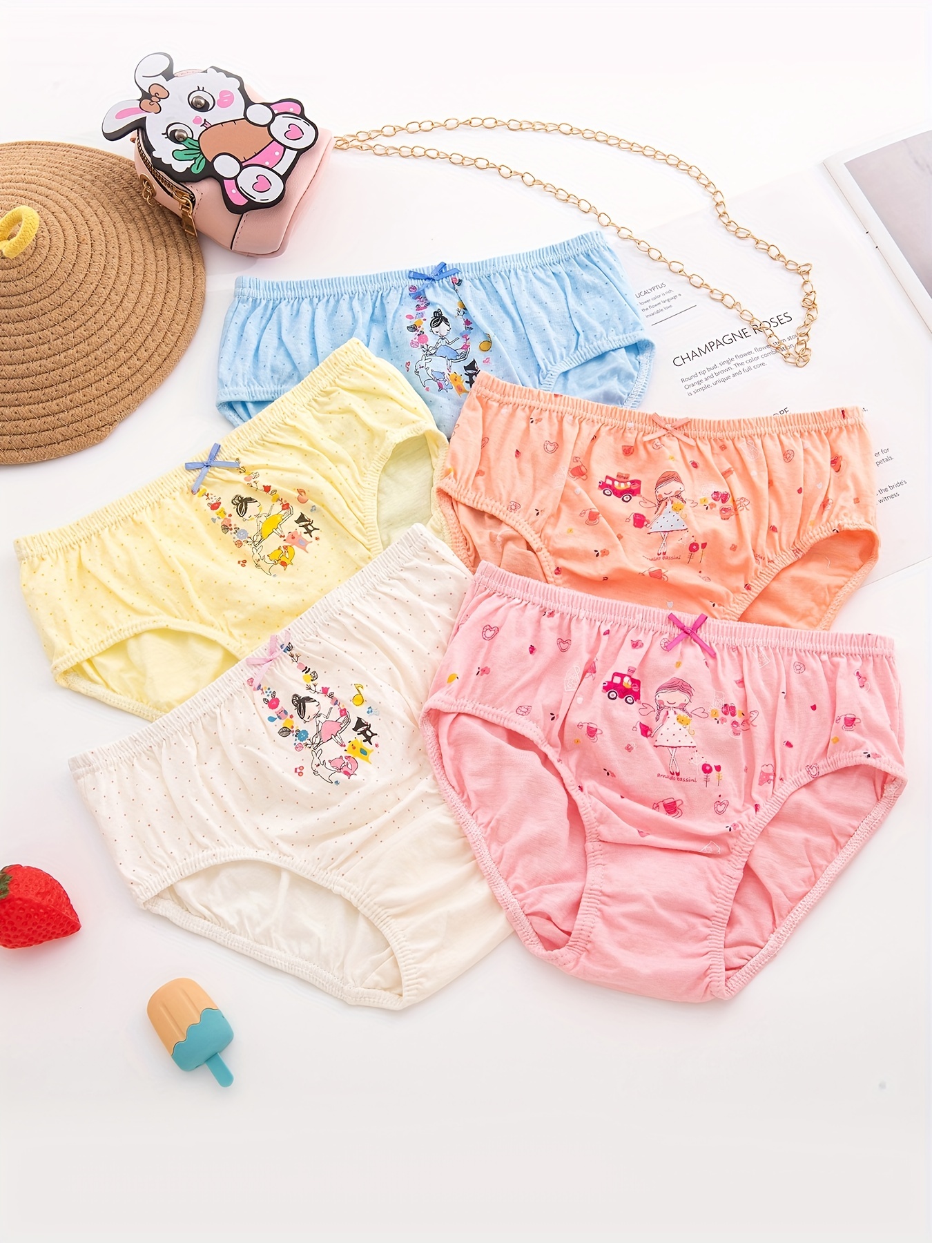 Girls Cute Princess Pattern Cotton Brief Underwears - Temu