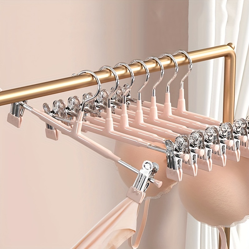 10pcs Clothes Hangers with Clips Plastic Space Saving Non-Slip Skirt Organizer Trousers Skirts Rotating Swivel Hook Clip Hangers for Pants Heavy Duty