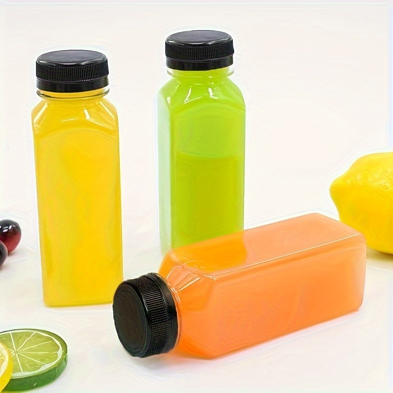 Tanlade 100 Pcs Plastic Juice Bottles with Caps Refrigerator Drink