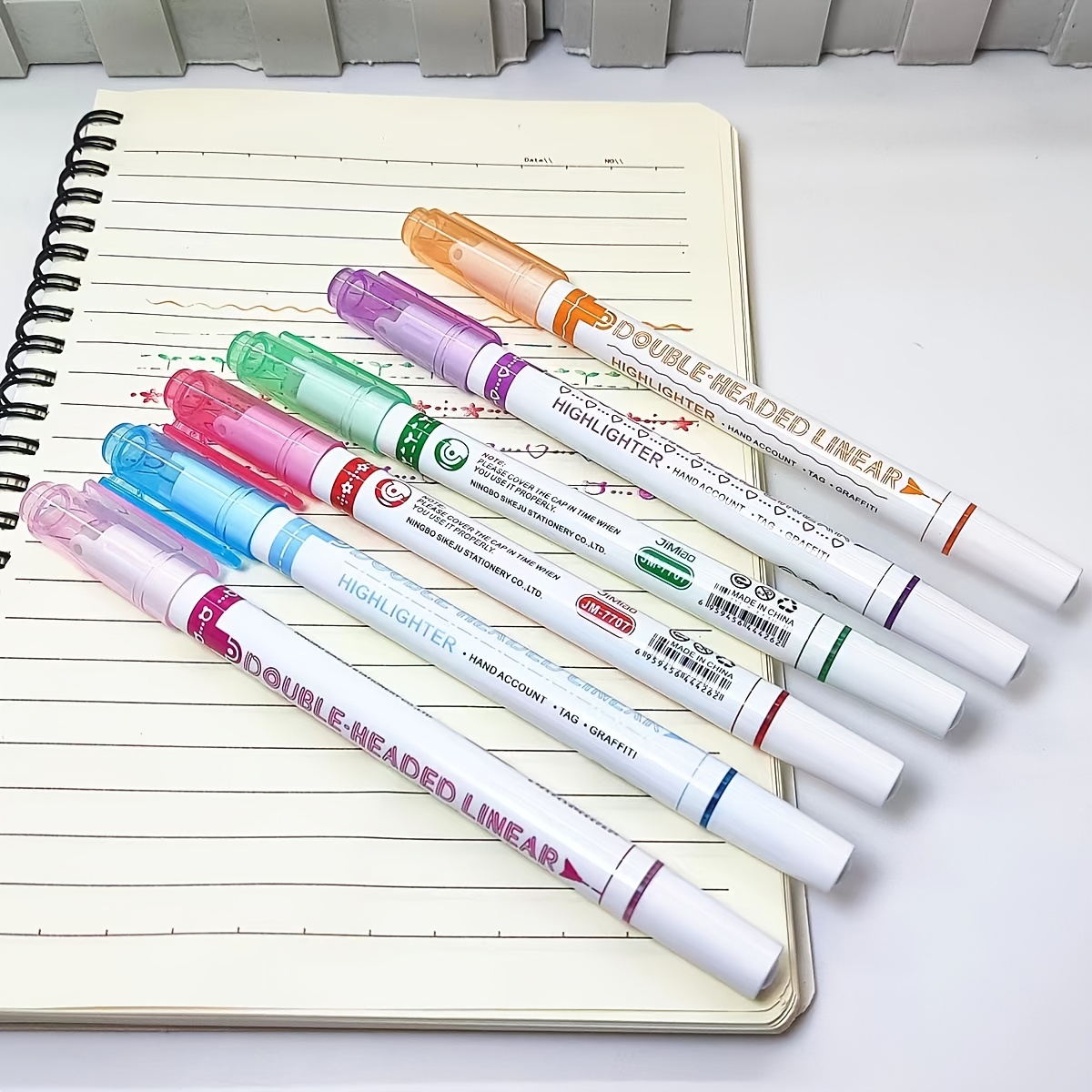 6 Color Stamps Double Ended Art Markers DIY Scrapbooking Diary Drawing  Doodling Highlighter Stationery