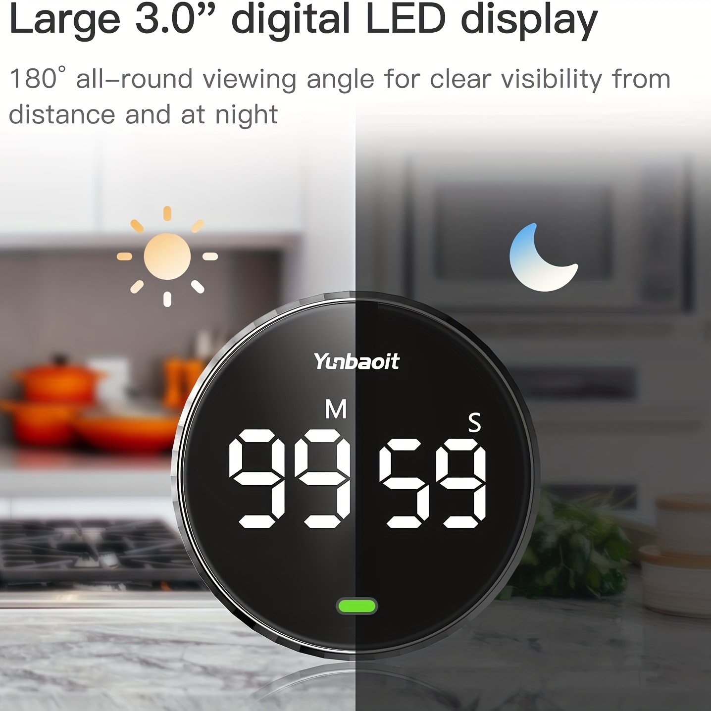 Digital Kitchen Timer, Visual Timers Large Led Display Magnetic Countdown  Countup Timer For Classroom Cooking Fitness Baking Studying Teaching, Easy  For Kids And Seniors (yb18) - Temu
