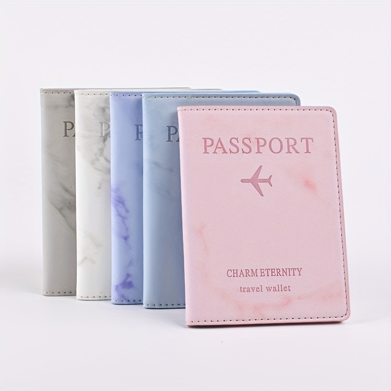 Marble Pattern Passport Holder RFID Blocking PU Leather