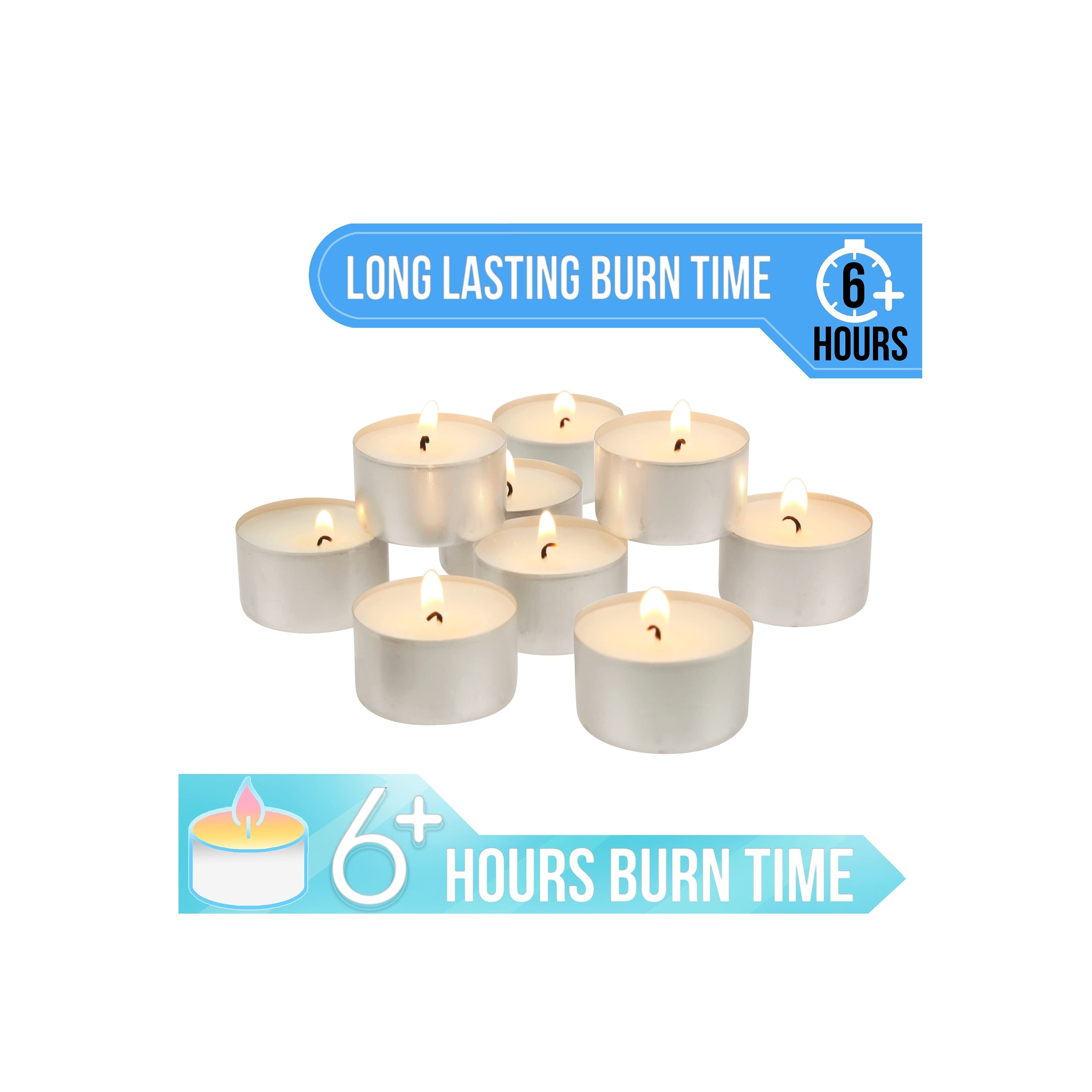 Unscented Tea Lights Candle, 6-7 Hours Extended Burn Time, White