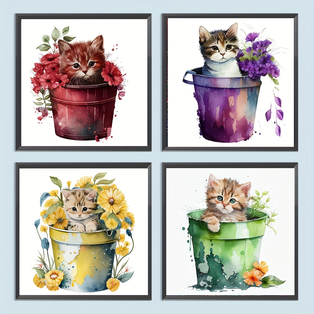 Diamond Painting Cat Tea Party Design Embroidery Cute Embroidery Portrait  Decors