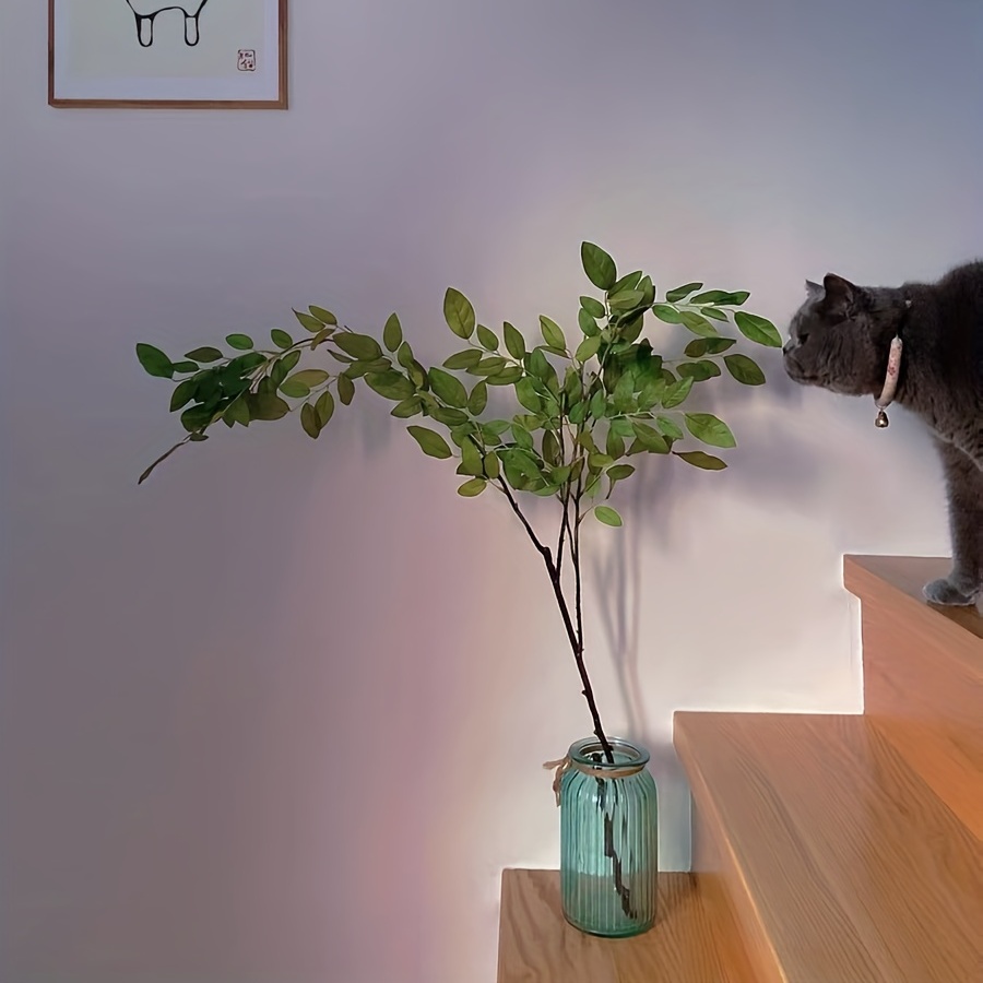 Green Artificial Plant Stem Vase Fillers Faux Leaf - Temu