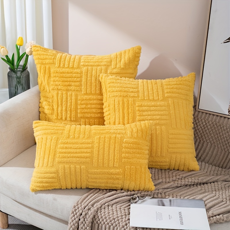 Soft And Cozy Pu Stitching Plush Throw Pillow Cover For Living Room Decor -  - Includes Pillow Insert - Temu Sweden