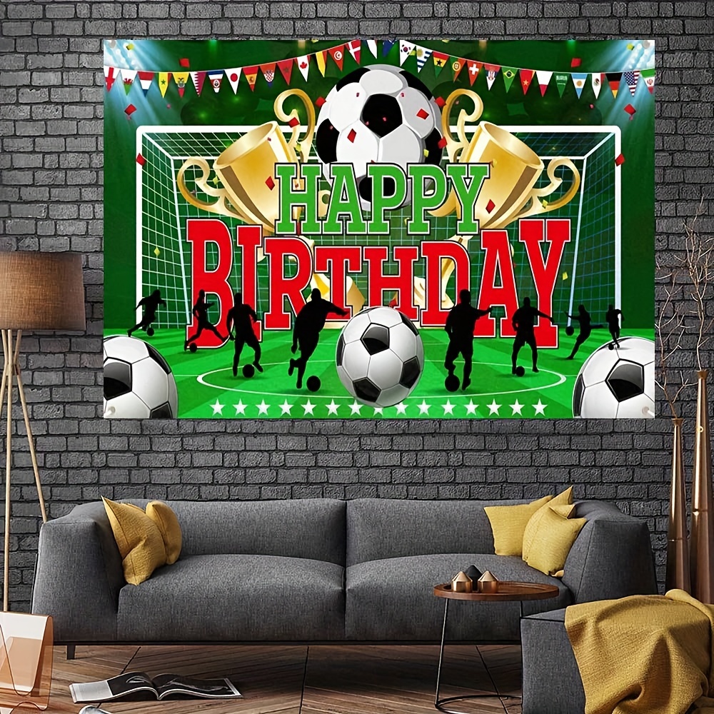 Soccer Happy Birthday Banner Party Backdrop Decoration