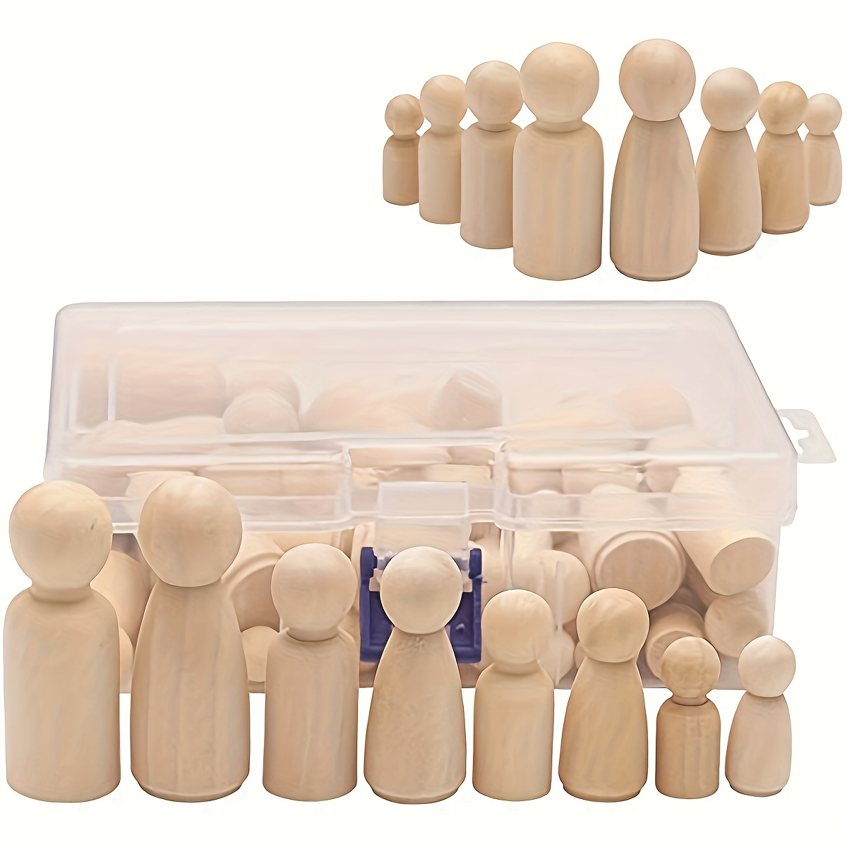 

50pcs Wooden Peg Dolls, Peg People, Doll Bodies, Wooden Figures, Decorative Peg Doll People For Diy Art Craft, Painting, Peg Game, Home Party Decor, Assorted Shapes And Sizes