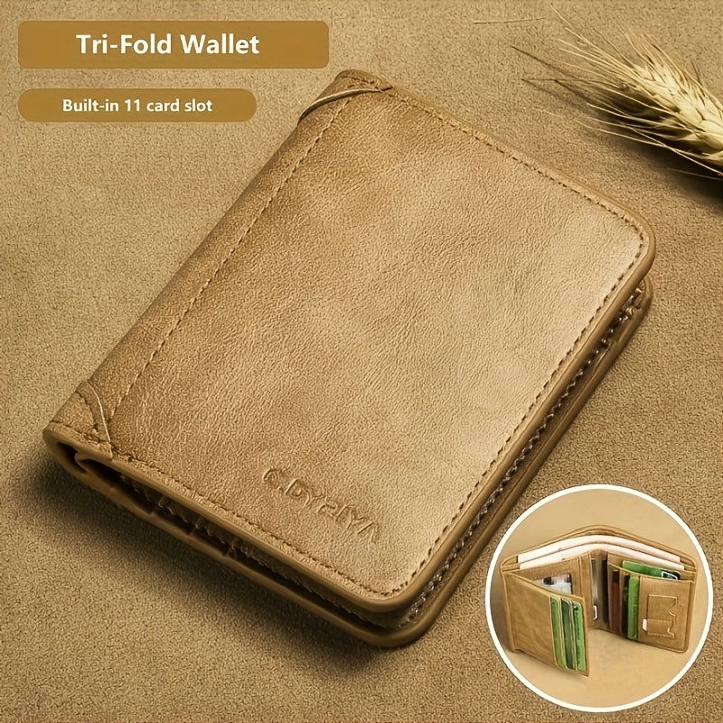 Men's Leather Short Wallet Money Clip Multi-Card Card Holder Horizontal Wallet with Zipper Coin Pocket Gift for Men, Christmas Styling & Gift,Temu