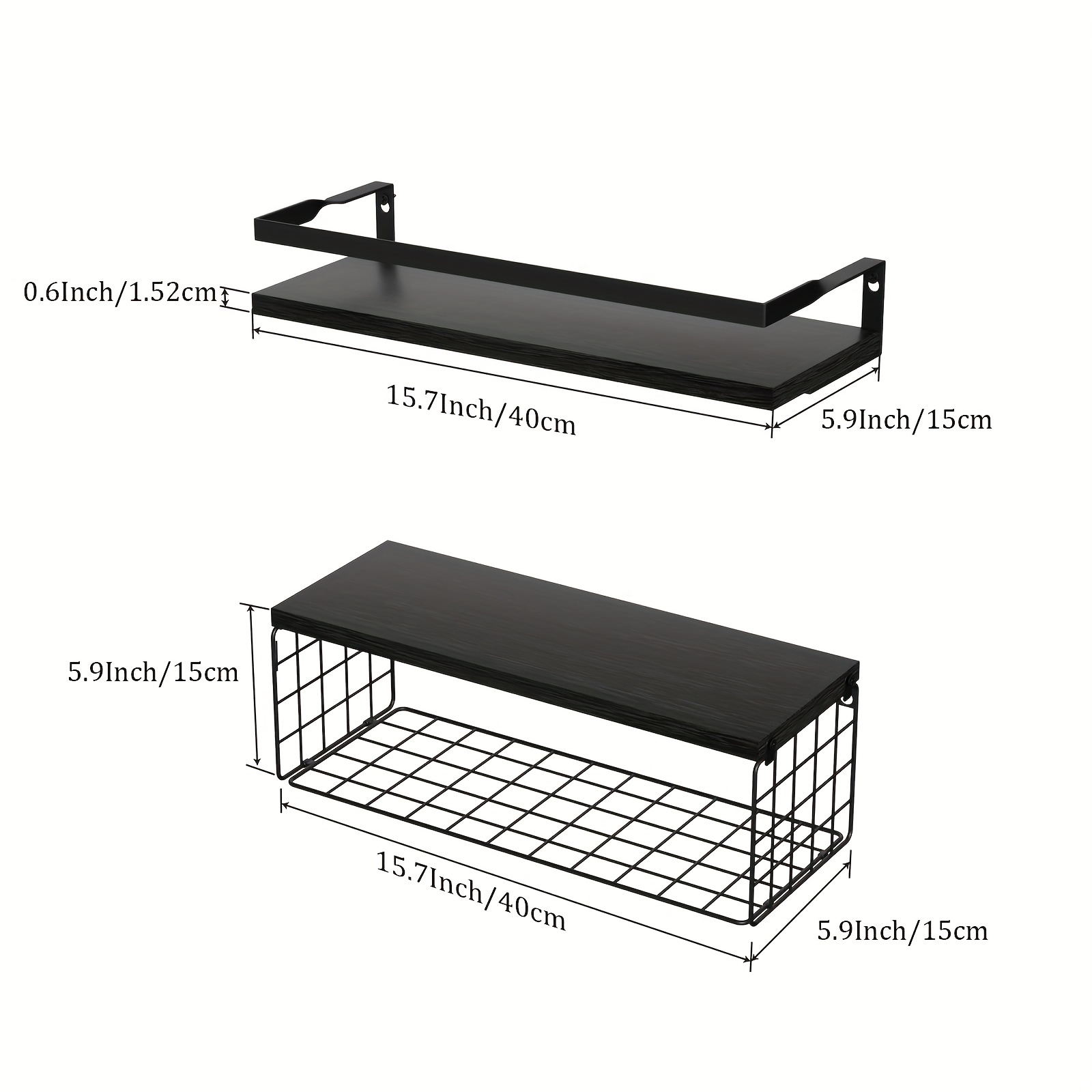 Wall Mounted Floating Shelf With Storage Basket - Temu