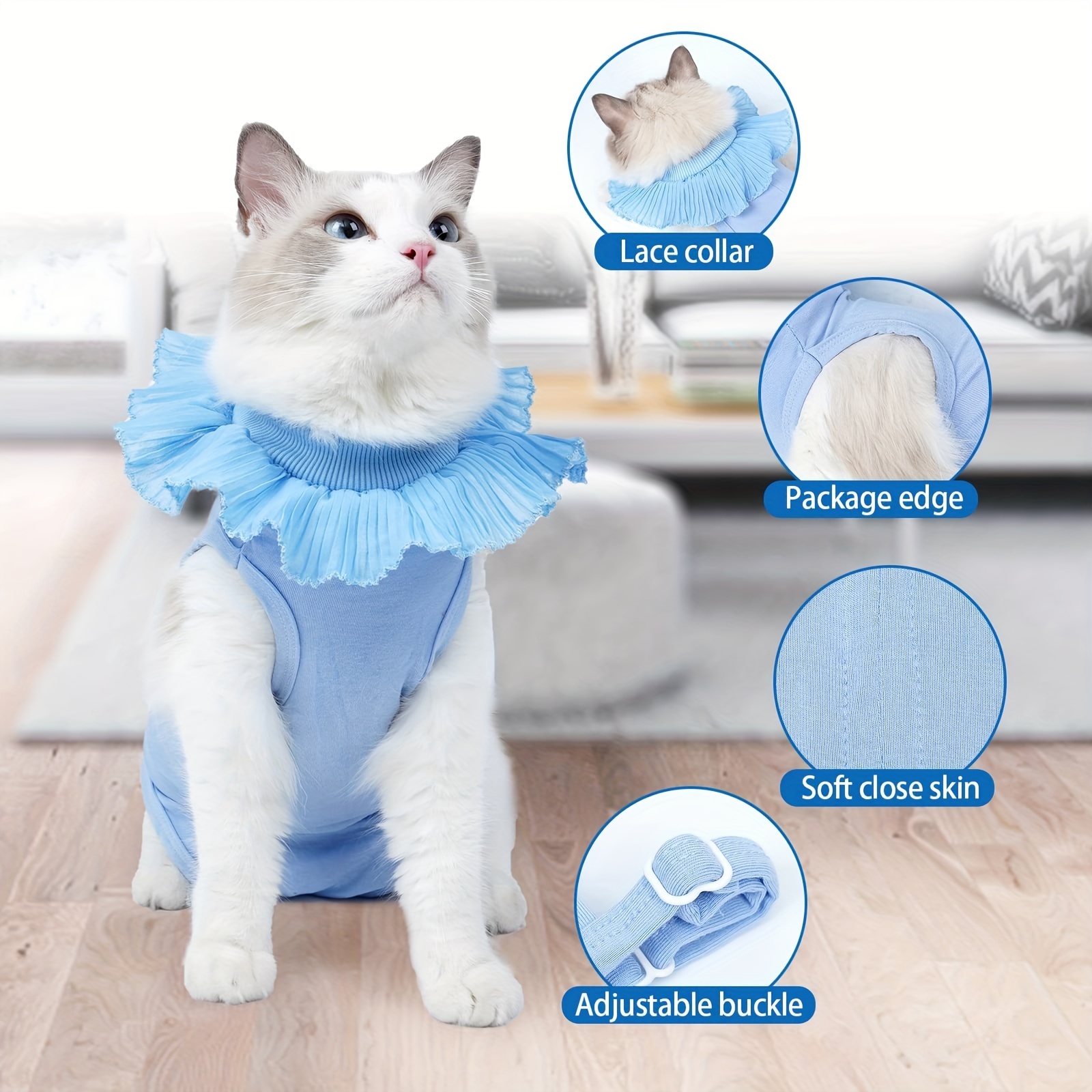 1pc Cat Recovery Suit After Surgery Kitten Breathable Clothes Surgical