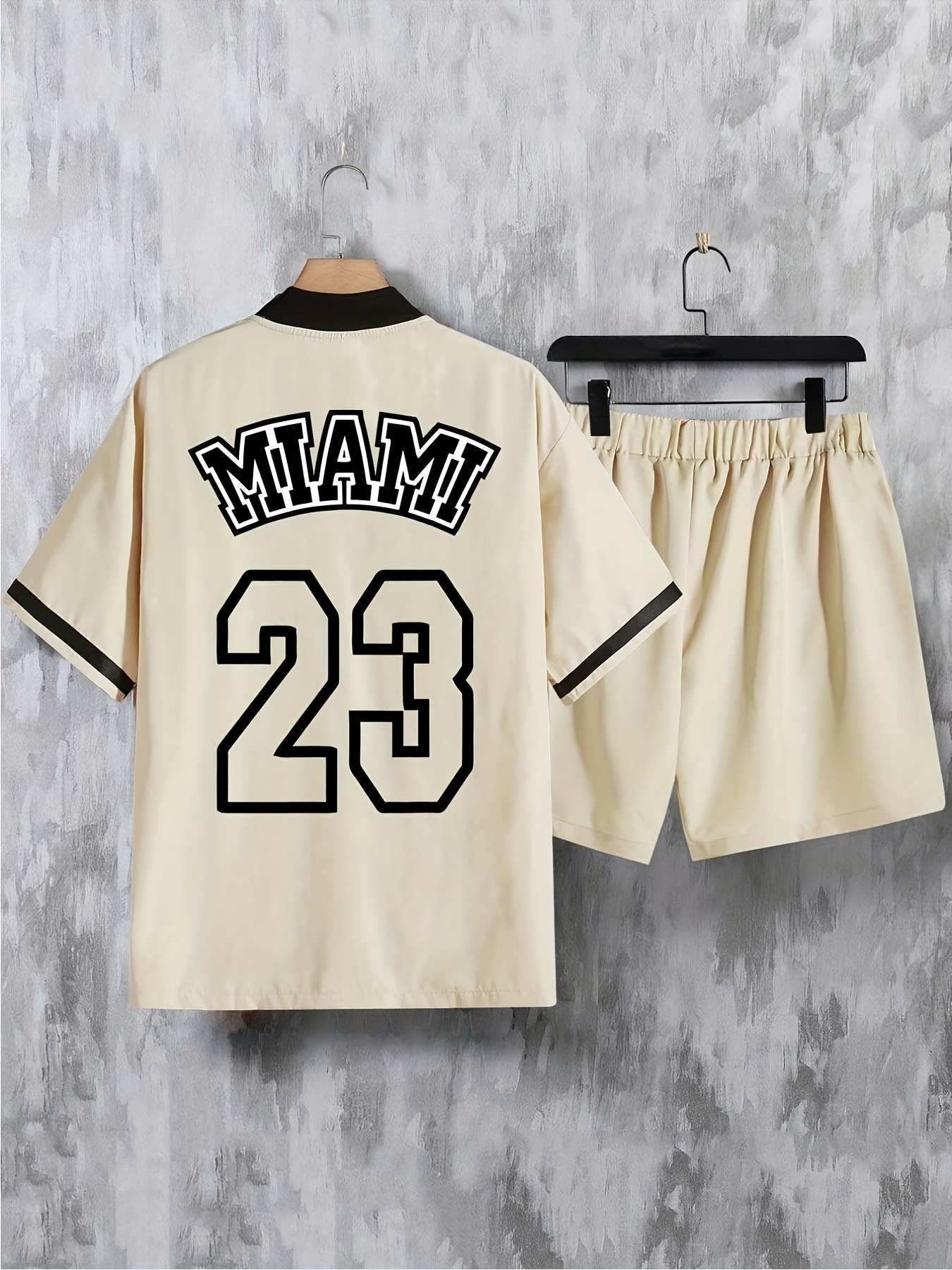 Trendy Baseball Jersey Outfits For Men, Casual Short Sleeve Shirts And  Drawstring Shorts Set For Summer, Men's Clothing Vacation Workout - Temu