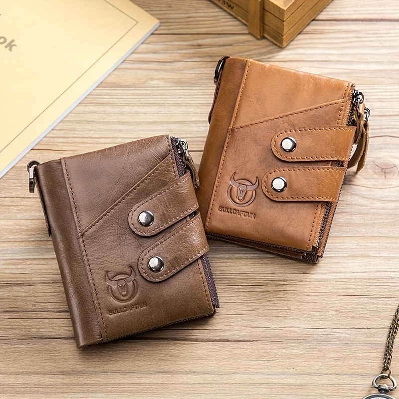 Genuine Cow Leather Small Short Wallet For Men With Money Clip Mens Coin  Purse Credit Card Holder Black Coffee Grey Blue Gift