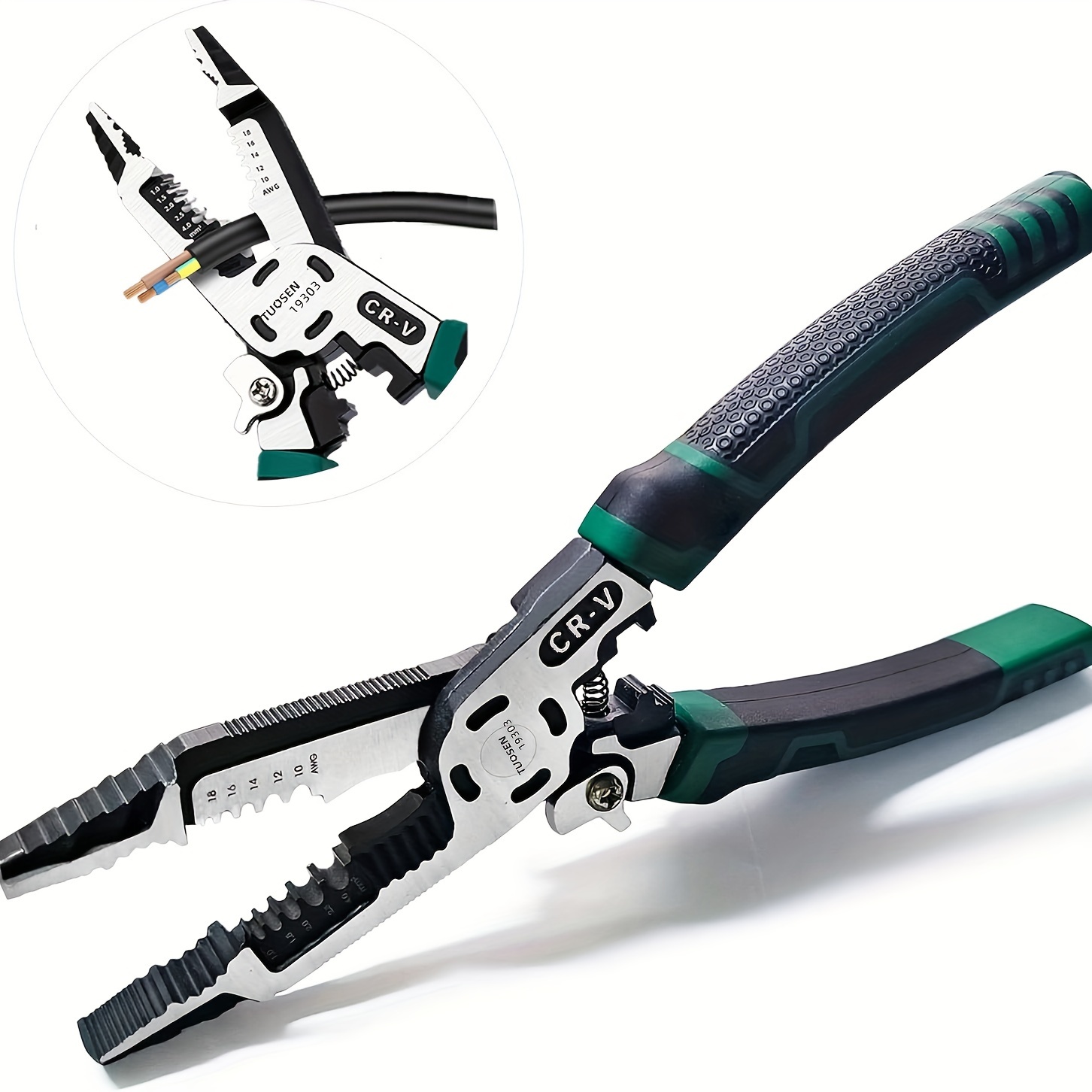 MulWark 8 Heavy Duty Multi-Purpose Electrical Wire Stripping Tool (22 AWG  - 8 AWG) Strippers, Snips, Crimpers & Pliers Insulated with Cutter, Best