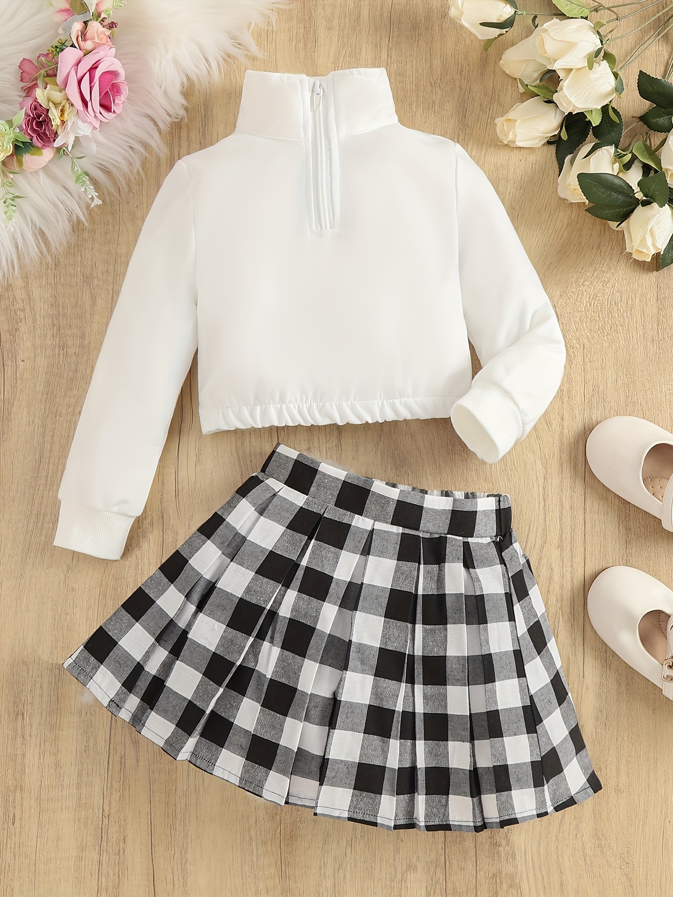 Teen Girls Plaid Twill Pleated Skirt