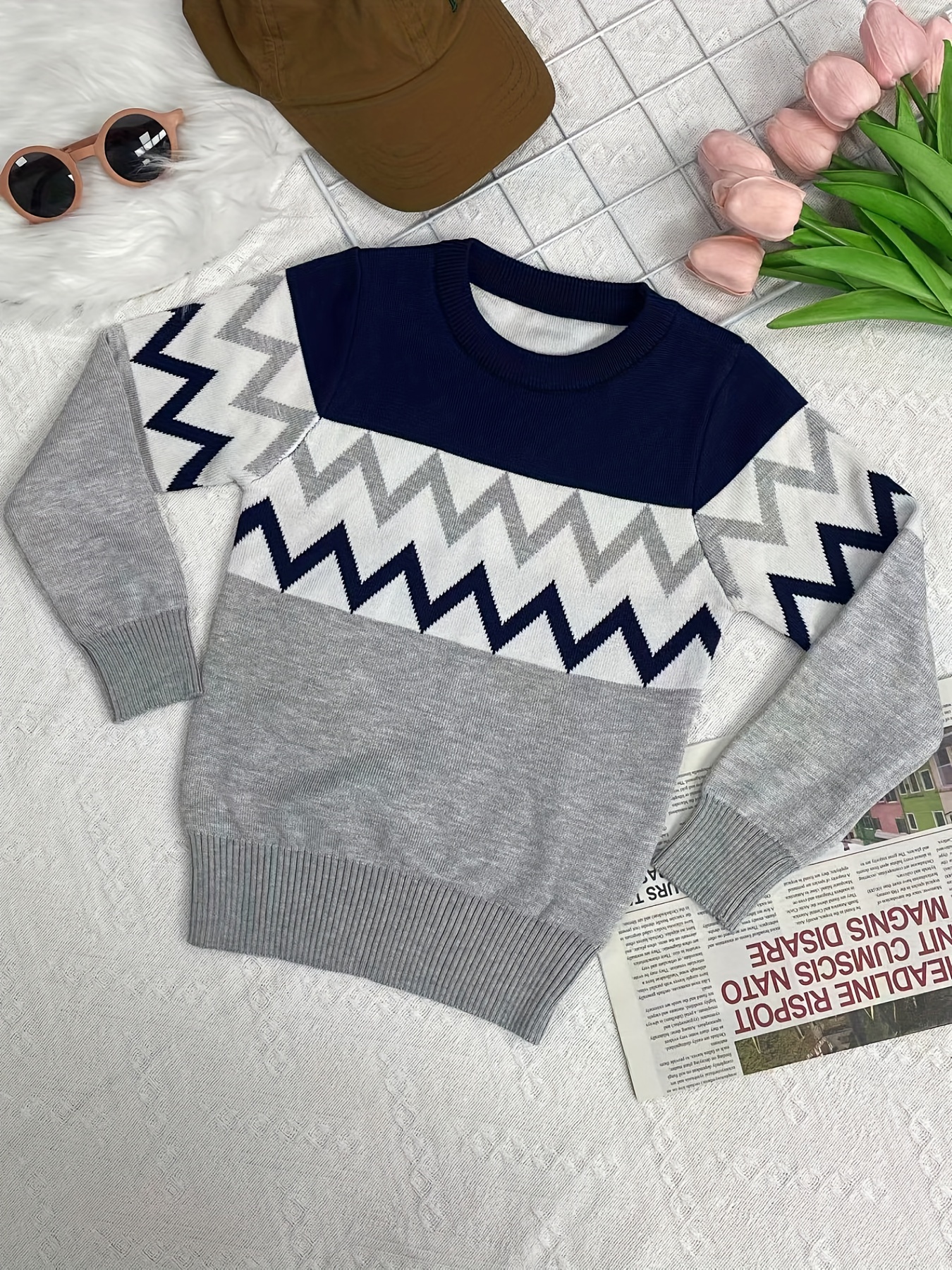 Boys Autumn And Winter Color-blocked Double-layer Thick And