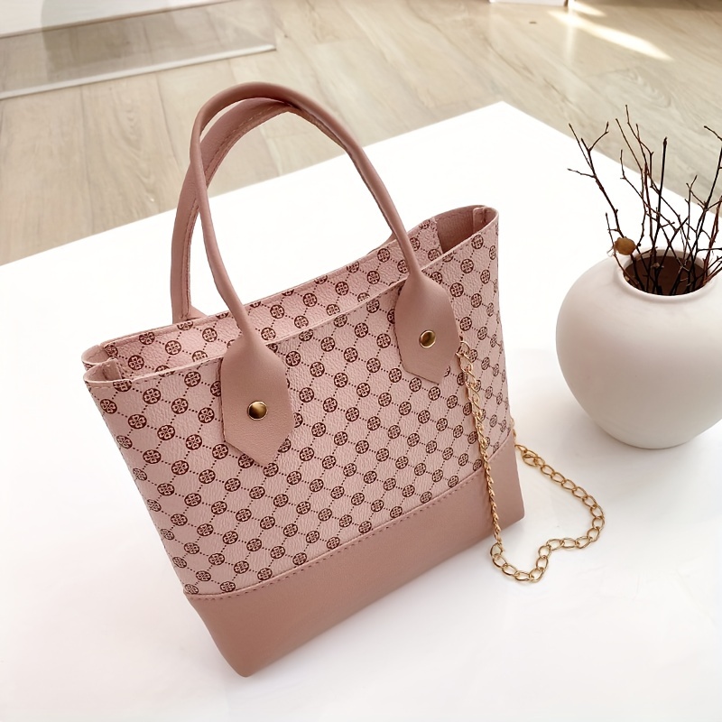 Trendy Geometric Pattern Mini Handbag, Pu Leather Boston Bag, Perfect  Shoulder Bag For Daily Use - Temu